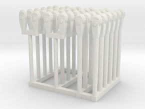 HO Scale Parking Meters in White Natural Versatile Plastic