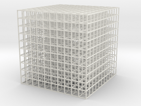 Mesh Cube100mm in White Natural Versatile Plastic