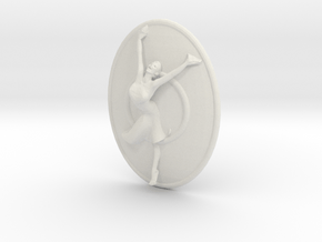 Joyful Dancer Small Pendant with circle background in White Natural Versatile Plastic