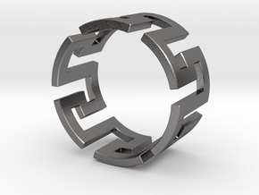 Meander Ring x6 in Polished Nickel Steel