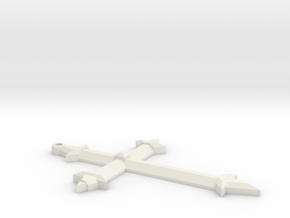 Medieval Style Cross Pendant Charm in White Natural Versatile Plastic