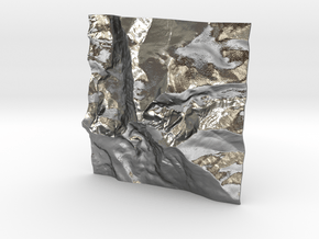 3'' Longs Peak Terrain Model, Colorado, USA in Natural Silver