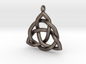 Triquetra Pendant or Trinity Knot Pendant in Polished Bronzed Silver Steel