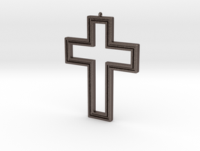 Holy Cross Pendant in Polished Bronzed Silver Steel