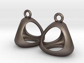 Tetrahedron Earrings in Polished Bronzed Silver Steel
