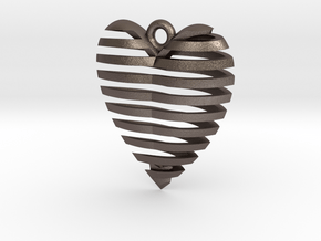 Heart Spiral Pendant in Polished Bronzed Silver Steel