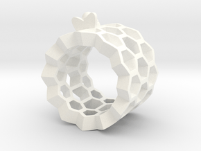 Little Bee in Honeycomb Ring in White Processed Versatile Plastic