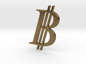 Bitcoin Logo 3D 80mm in Natural Bronze