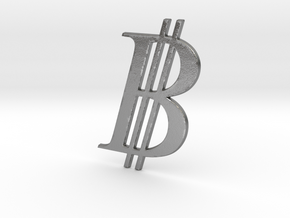 Bitcoin Logo 3D in Natural Silver