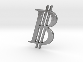 Bitcoin Logo 3D 80mm in Natural Silver