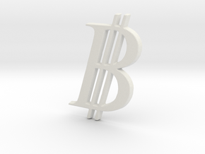 Bitcoin Logo 3D 30mm in White Natural Versatile Plastic