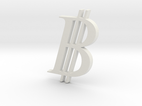 Bitcoin Logo 3D 50mm in White Natural Versatile Plastic