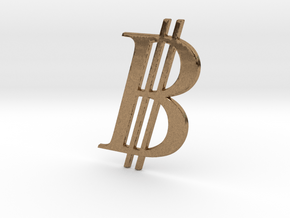 Bitcoin Logo 3D in Natural Brass
