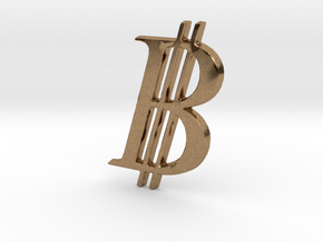 Bitcoin Logo 3D 30mm in Natural Brass