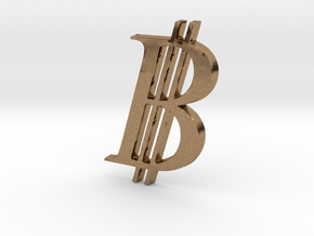 Bitcoin Logo 3D 50mm in Natural Brass