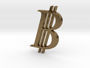 Bitcoin Logo 3D 50mm in Natural Bronze