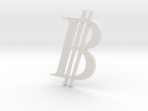 Bitcoin Logo 3D in White Natural Versatile Plastic