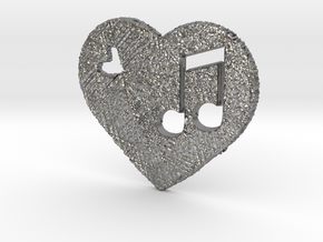Love Music Heart 3D in Natural Silver