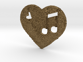 Love Music Heart 3D in Natural Bronze