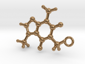 Caffeine Molecule Earring / Pendant Silver in Polished Brass