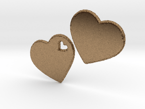 LOVE 3D Hearts 80mm in Natural Brass