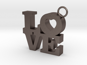 LOVE-Pendant in Polished Bronzed-Silver Steel: Small