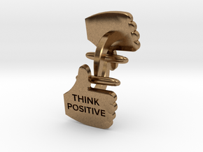 Thumbs Up think positive Cufflink in Natural Brass