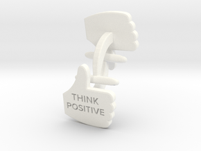 Thumbs Up think positive Cufflink in White Processed Versatile Plastic