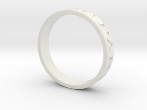 Latin Motto Ring in White Natural Versatile Plastic