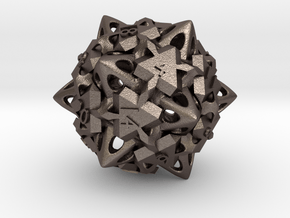 D20 in Polished Bronzed Silver Steel