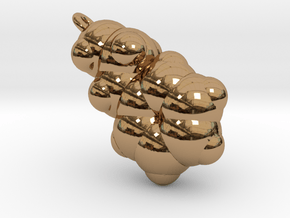 Love Molecule 2-PEA Pendant, Silver in Polished Brass