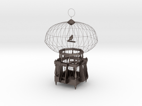Cage for birds from the "COCOLA" for shapeways in Polished Bronzed Silver Steel
