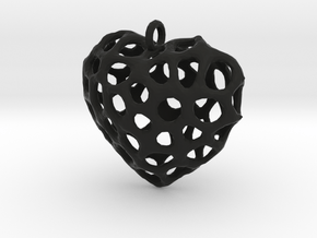 Voronoi Heart Piece Necklace in Black Natural Versatile Plastic