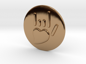 Coin-L - Handsign -  I love you in Polished Brass