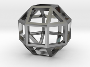 Rhombicuboctahedron Pendant in Fine Detail Polished Silver