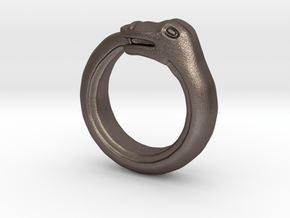 Ouroboros Ring in Polished Bronzed Silver Steel