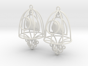 Bird in a Cage Earrings 07 in White Natural Versatile Plastic