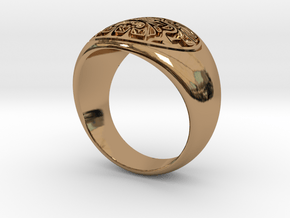 Tiki Man mask ring in Polished Brass