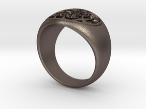 Tiki Man mask ring in Polished Bronzed Silver Steel