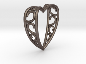ArabesqueHeart in Polished Bronzed Silver Steel