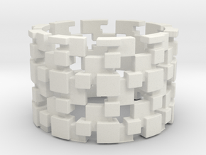 Borg Cube Ring Size 10 in White Natural Versatile Plastic
