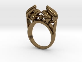 Squirrel Ring in Polished Bronze