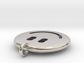 Happy Face Emoticon Charm Smiley in Platinum