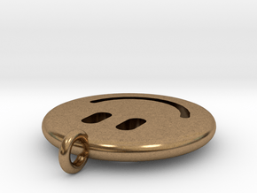 Happy Face Emoticon Charm Smiley in Natural Brass