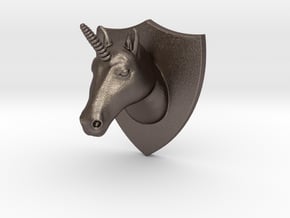 Unicorn Head Mount in Polished Bronzed Silver Steel