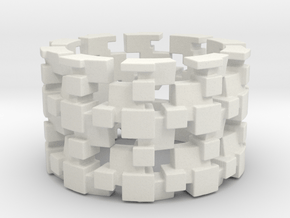 Tilt Cubes Ring Size 9 in White Natural Versatile Plastic