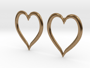 Heart Earrings in Natural Brass