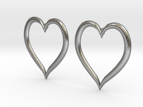 Heart Earrings in Natural Silver
