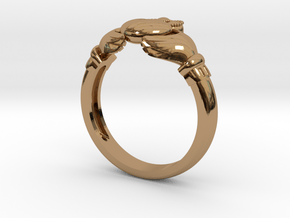 Irish Claddagh ring in Polished Brass