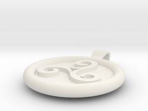 Triskell Round Pendant in White Natural Versatile Plastic